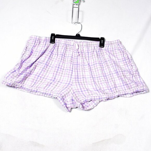 Joyspun Sleep Shorts Purple Check Pockets Size 3XL - Picture 1 of 6